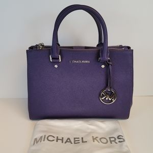 Michael Kors Sutton Leather Medium Satchel - Iris